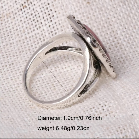 Pink Marble Resin Stone Silver Antique Style - Picture 5 of 6